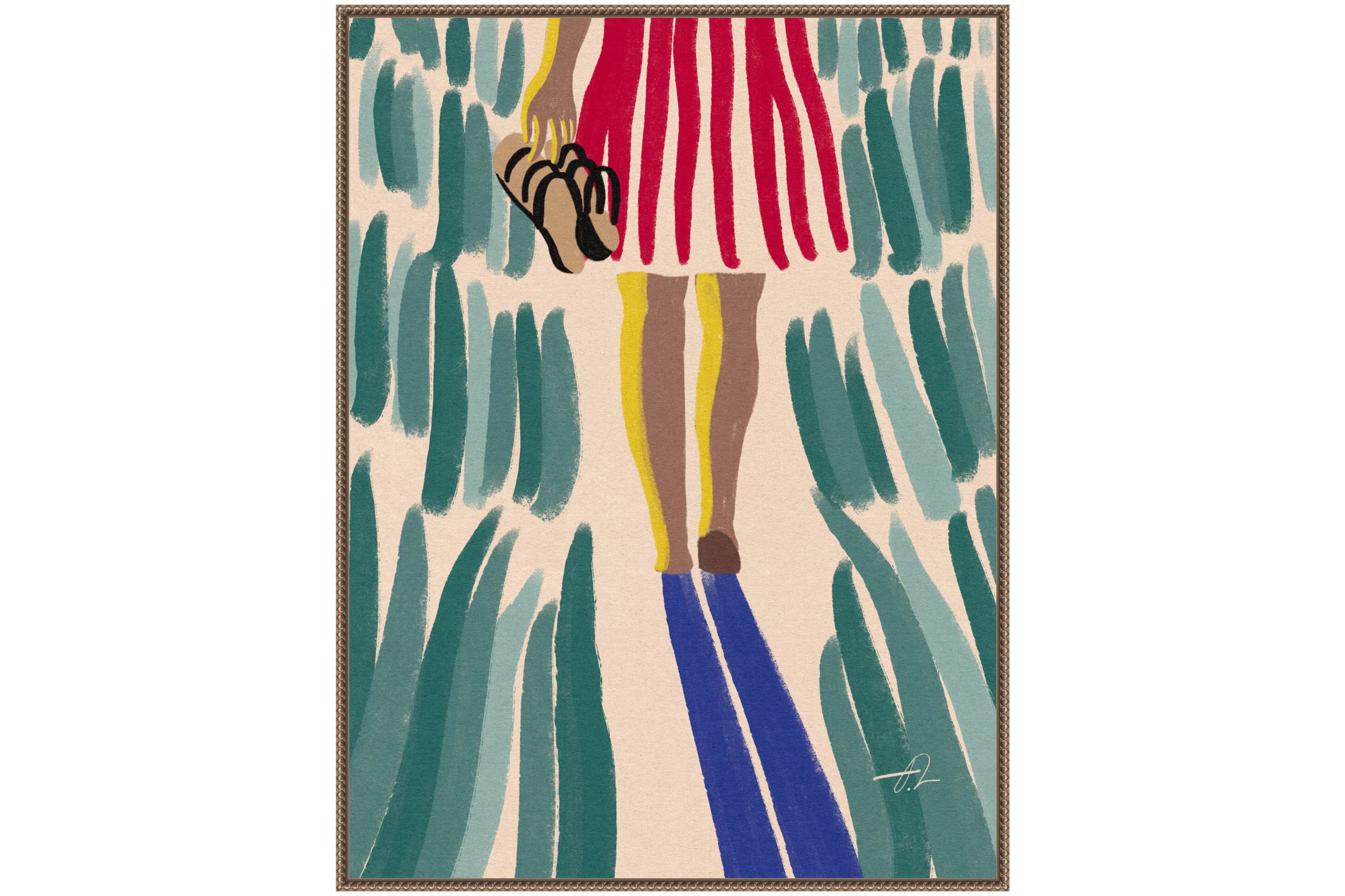 Walking Barefoot in Summer Grass Framed Canvas Wall Art Print