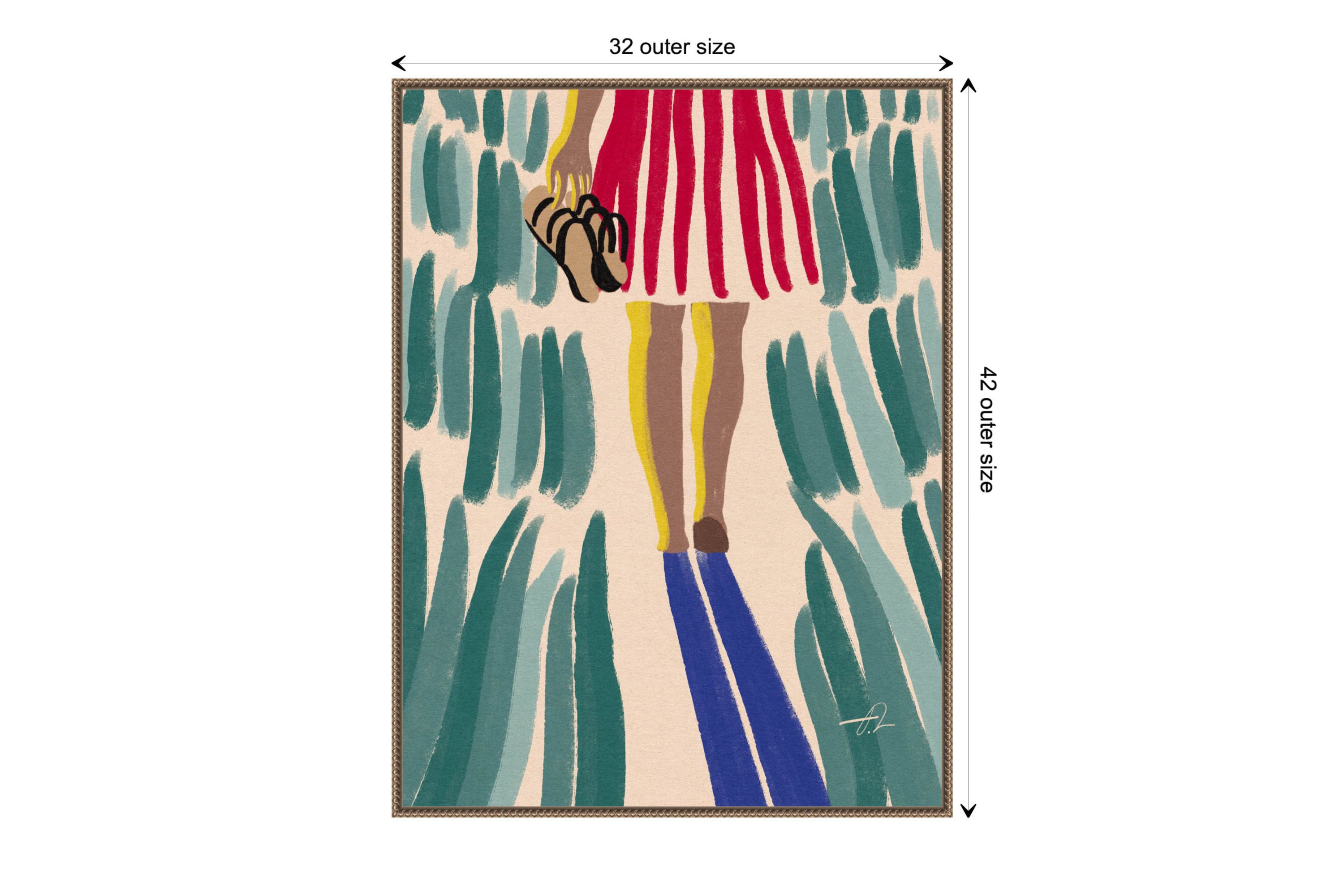 Walking Barefoot in Summer Grass Framed Canvas Wall Art Print