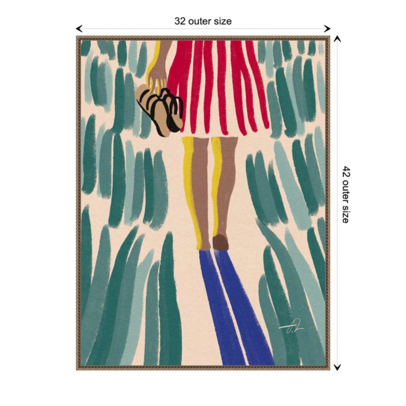 Walking Barefoot in Summer Grass Framed Canvas Wall Art Print