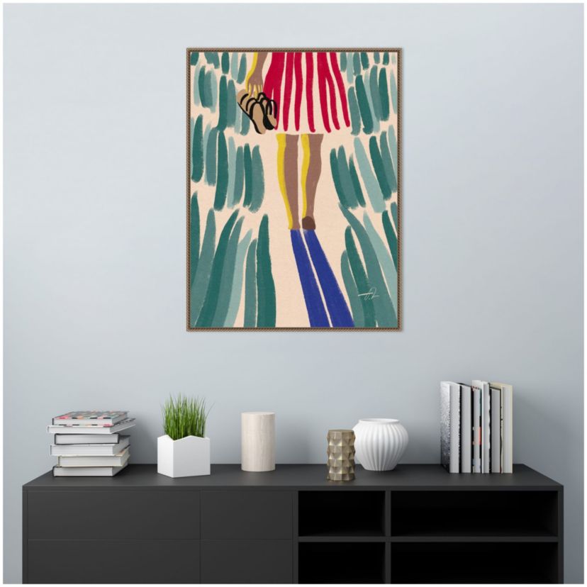 Walking Barefoot in Summer Grass Framed Canvas Wall Art Print