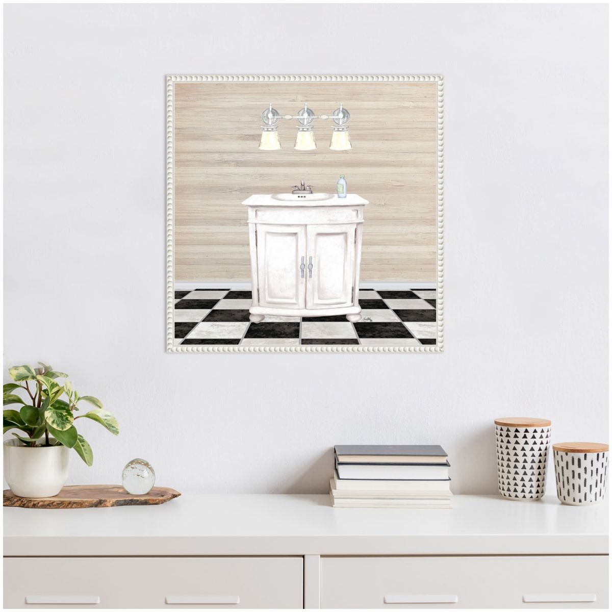 Bathroom II Framed Canvas Wall Art Print