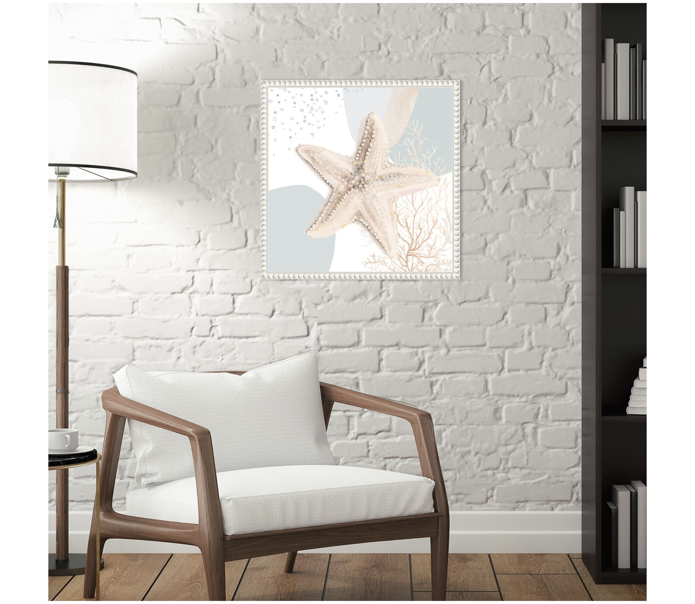 Ocean Oasis Bubbles Starfish Framed Canvas Wall Art Print