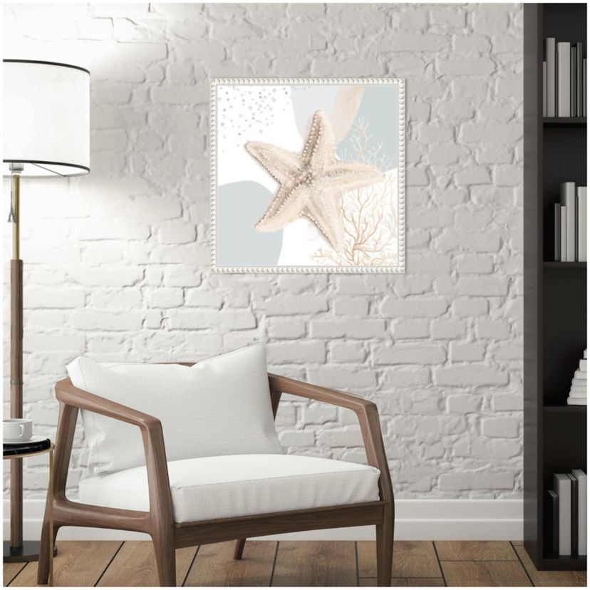 Ocean Oasis Bubbles Starfish Framed Canvas Wall Art Print
