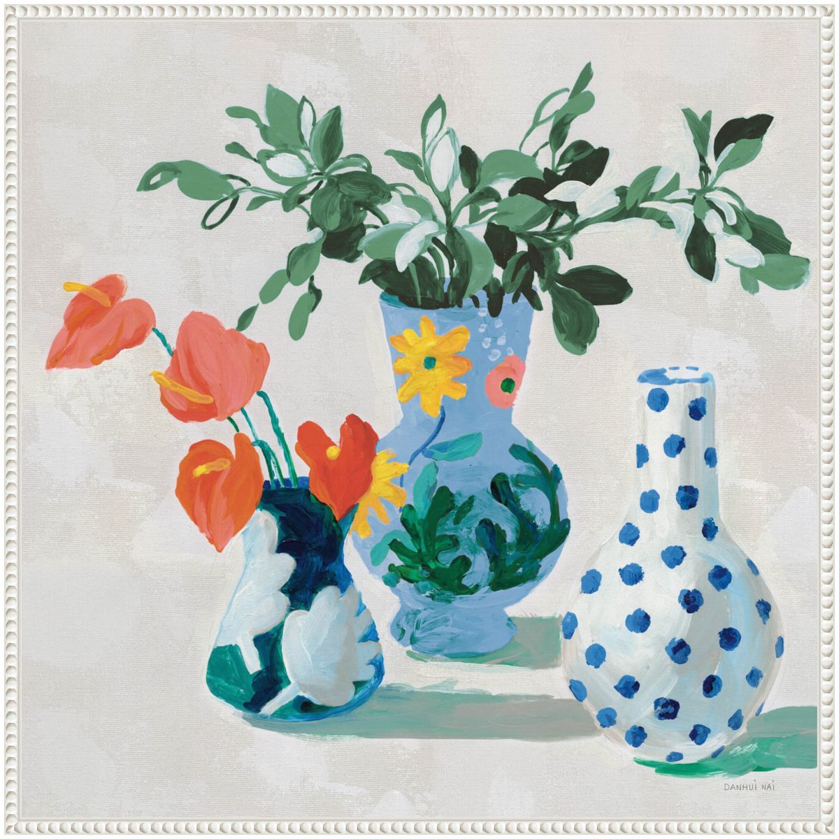 Bungalow Floral Vases Framed Canvas Wall Art Print