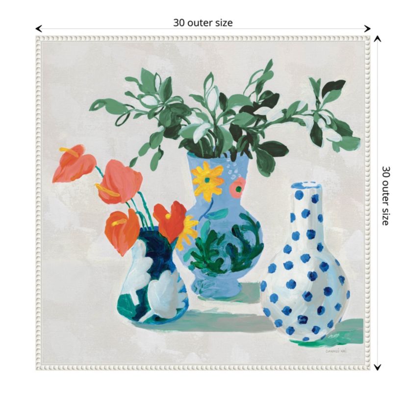 Bungalow Floral Vases Framed Canvas Wall Art Print