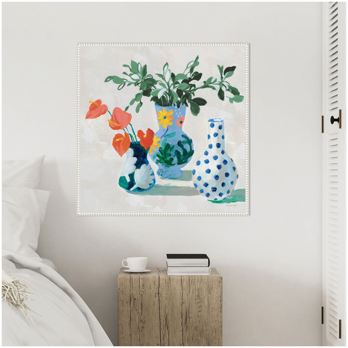 Bungalow Floral Vases Framed Canvas Wall Art Print