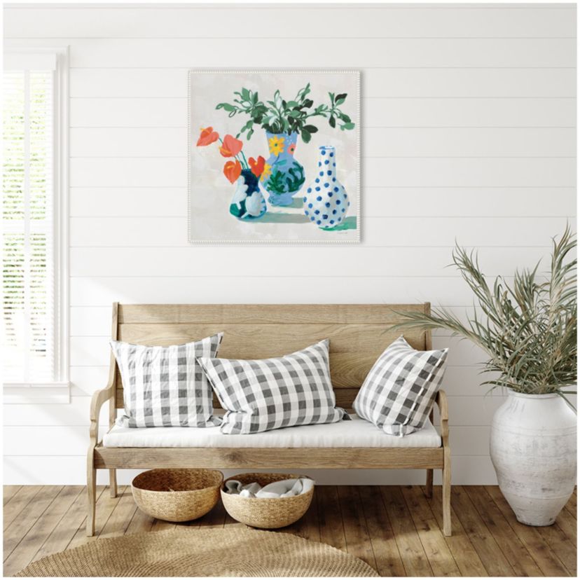 Bungalow Floral Vases Framed Canvas Wall Art Print