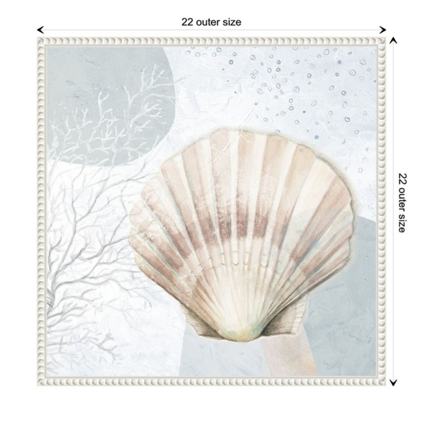 Ocean Oasis Bubbles Blush Scallop Framed Canvas Wall Art Print