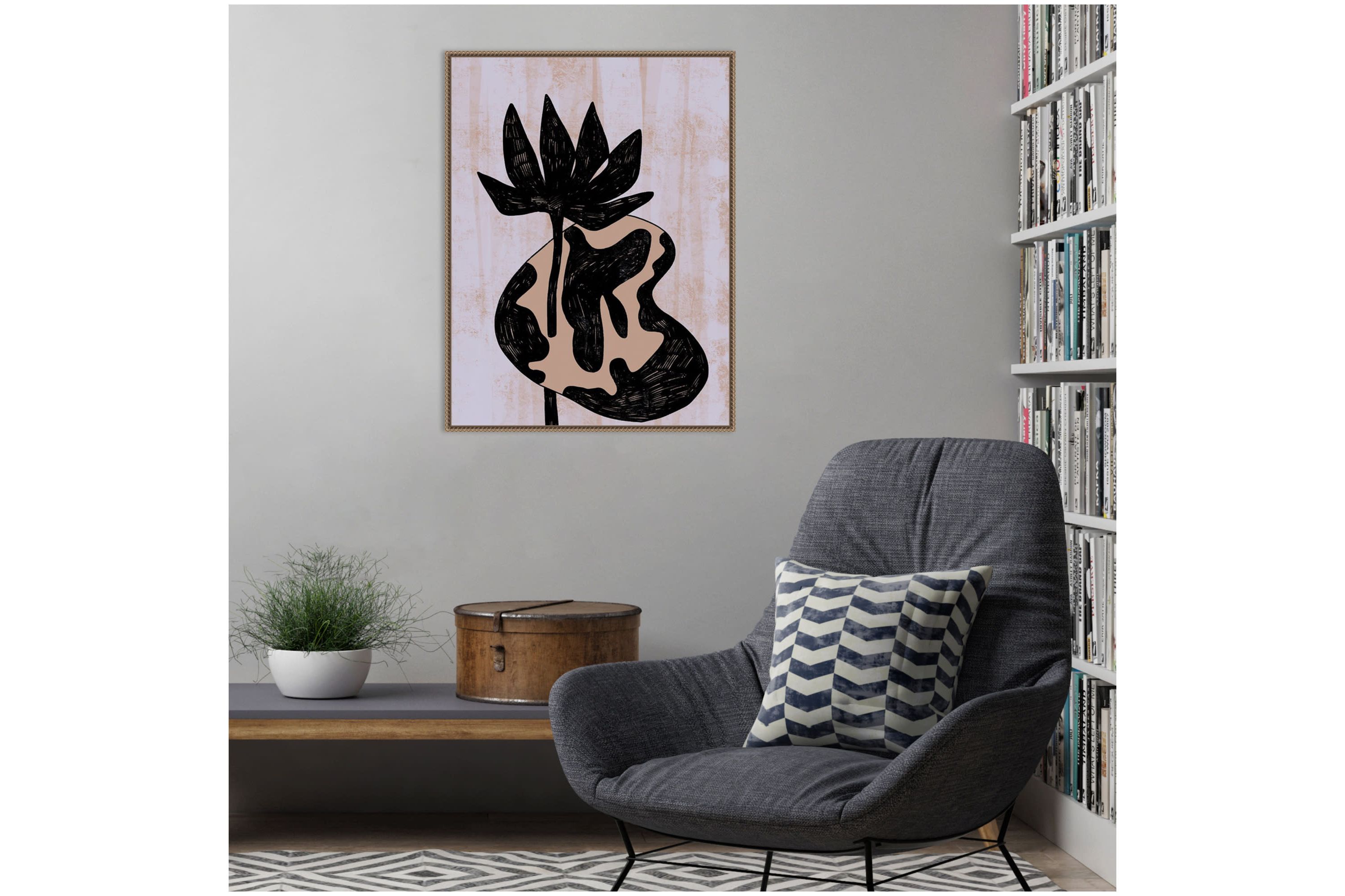 Flower in Vase Framed Canvas Wall Art Print