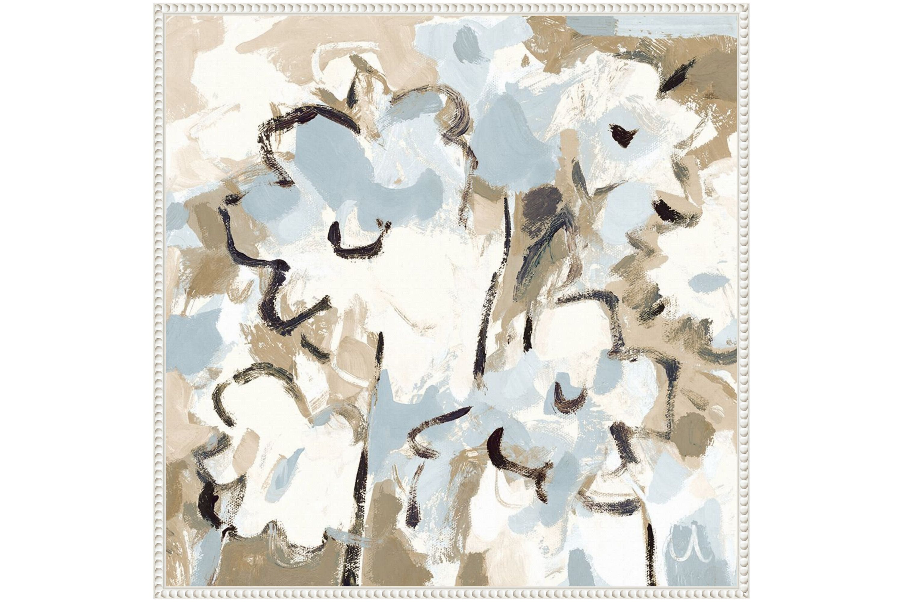 Light Blue Floral Framed Canvas Wall Art Print
