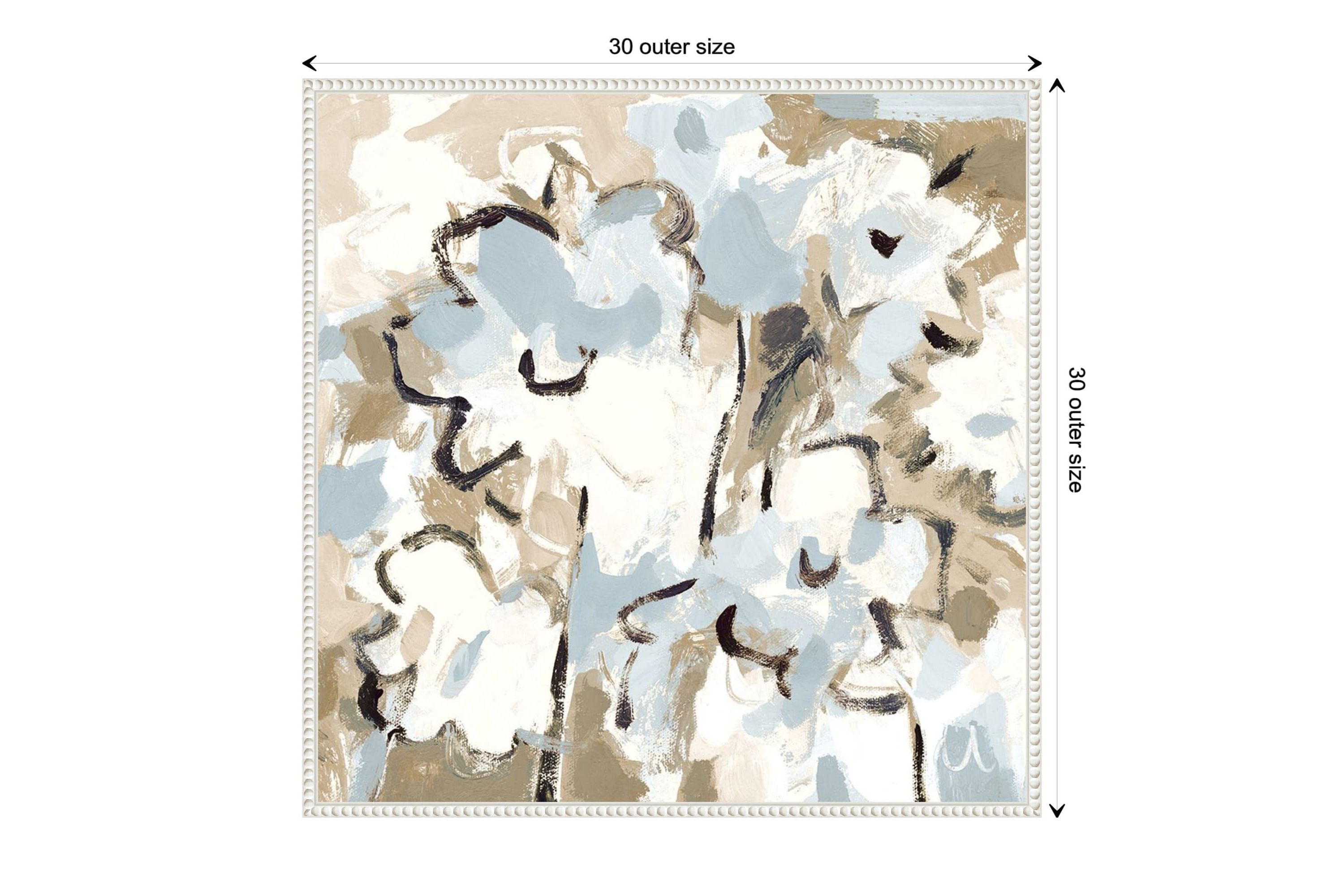 Light Blue Floral Framed Canvas Wall Art Print