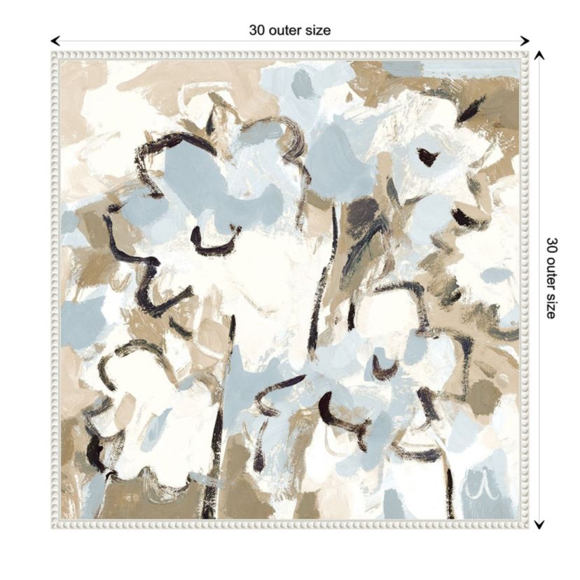 Light Blue Floral Framed Canvas Wall Art Print