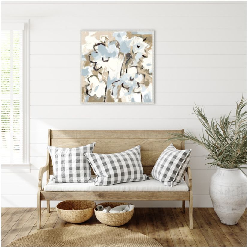 Light Blue Floral Framed Canvas Wall Art Print