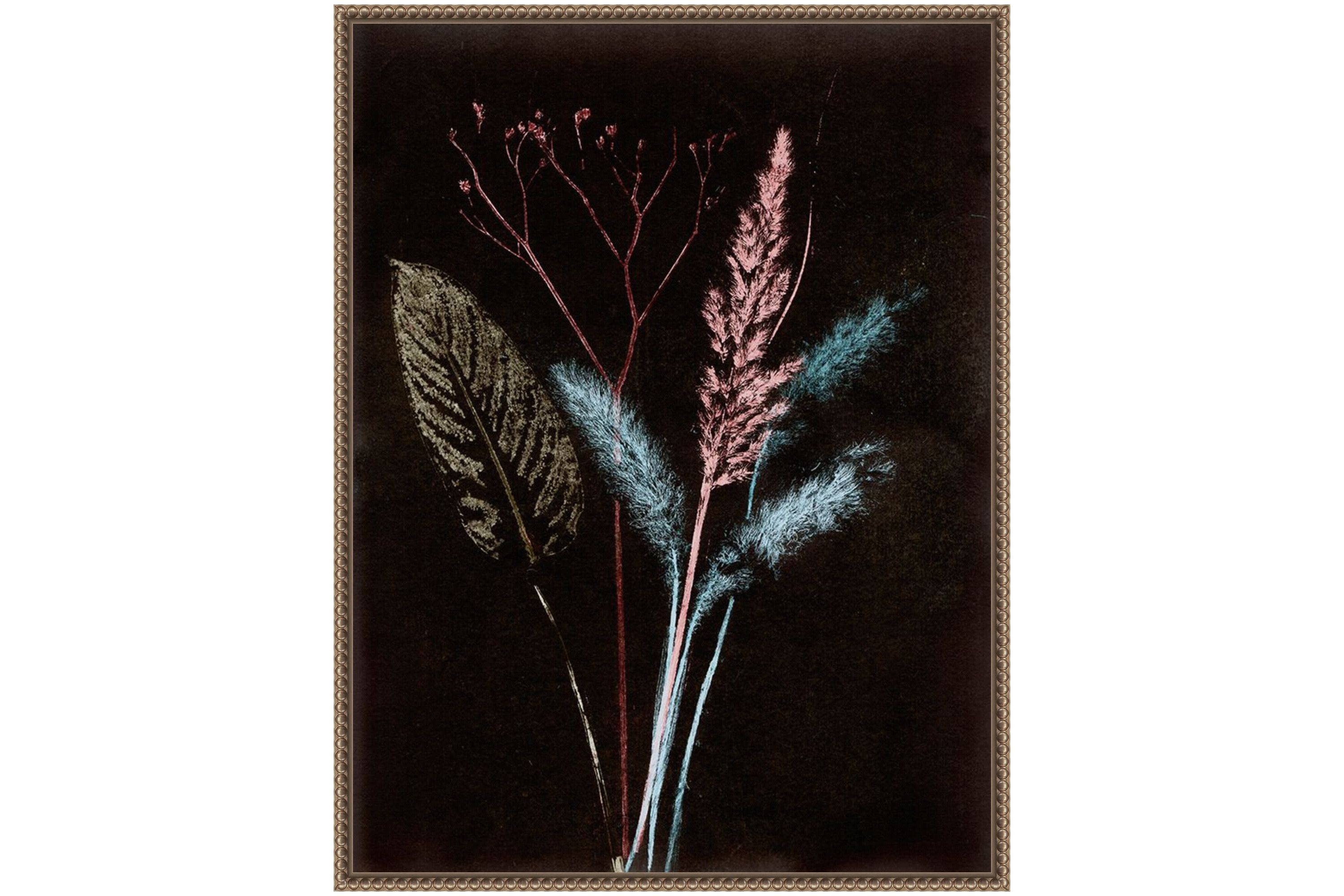 Bouquet 4 Dark Framed Canvas Wall Art Print