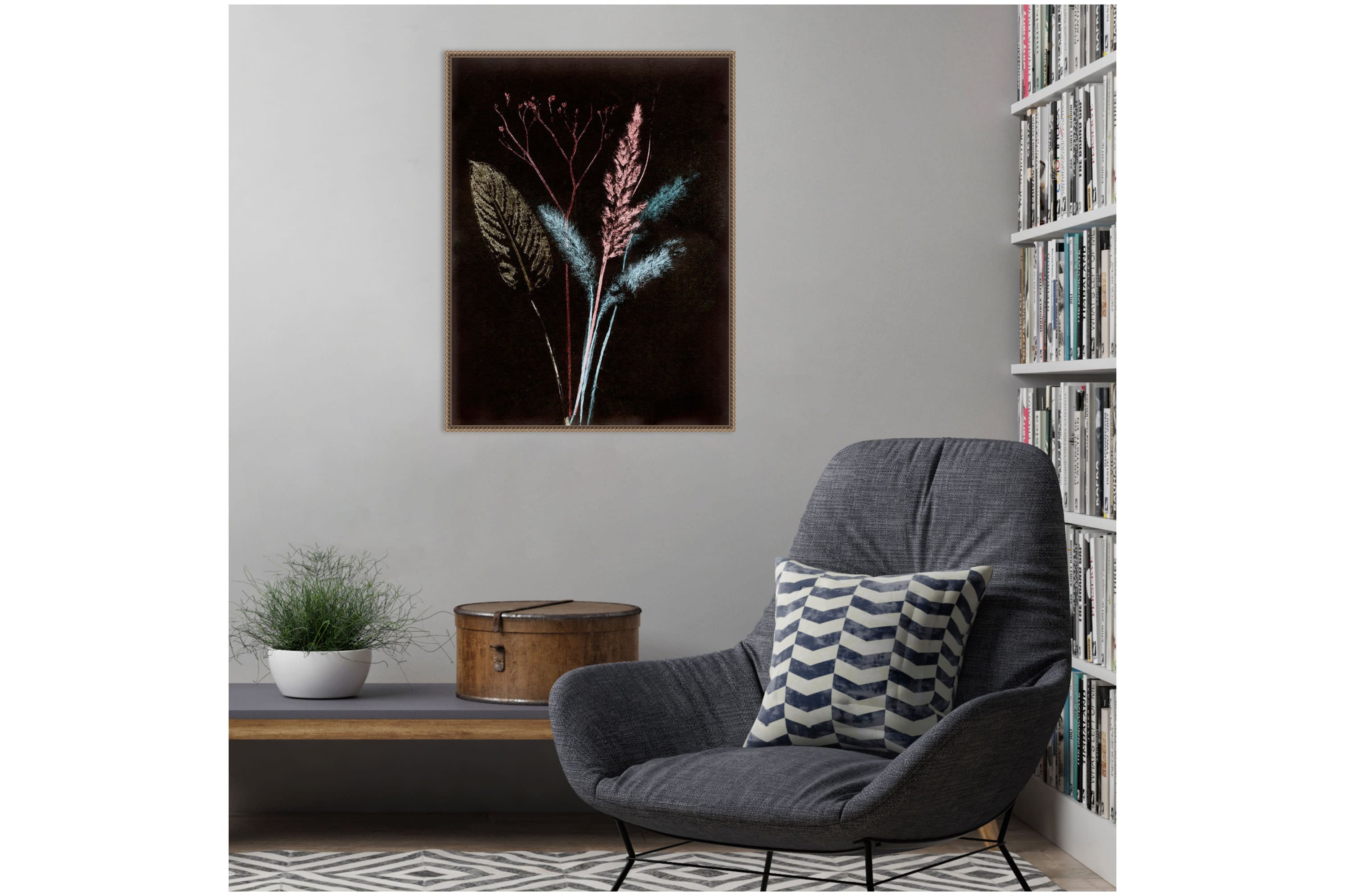 Bouquet 4 Dark Framed Canvas Wall Art Print
