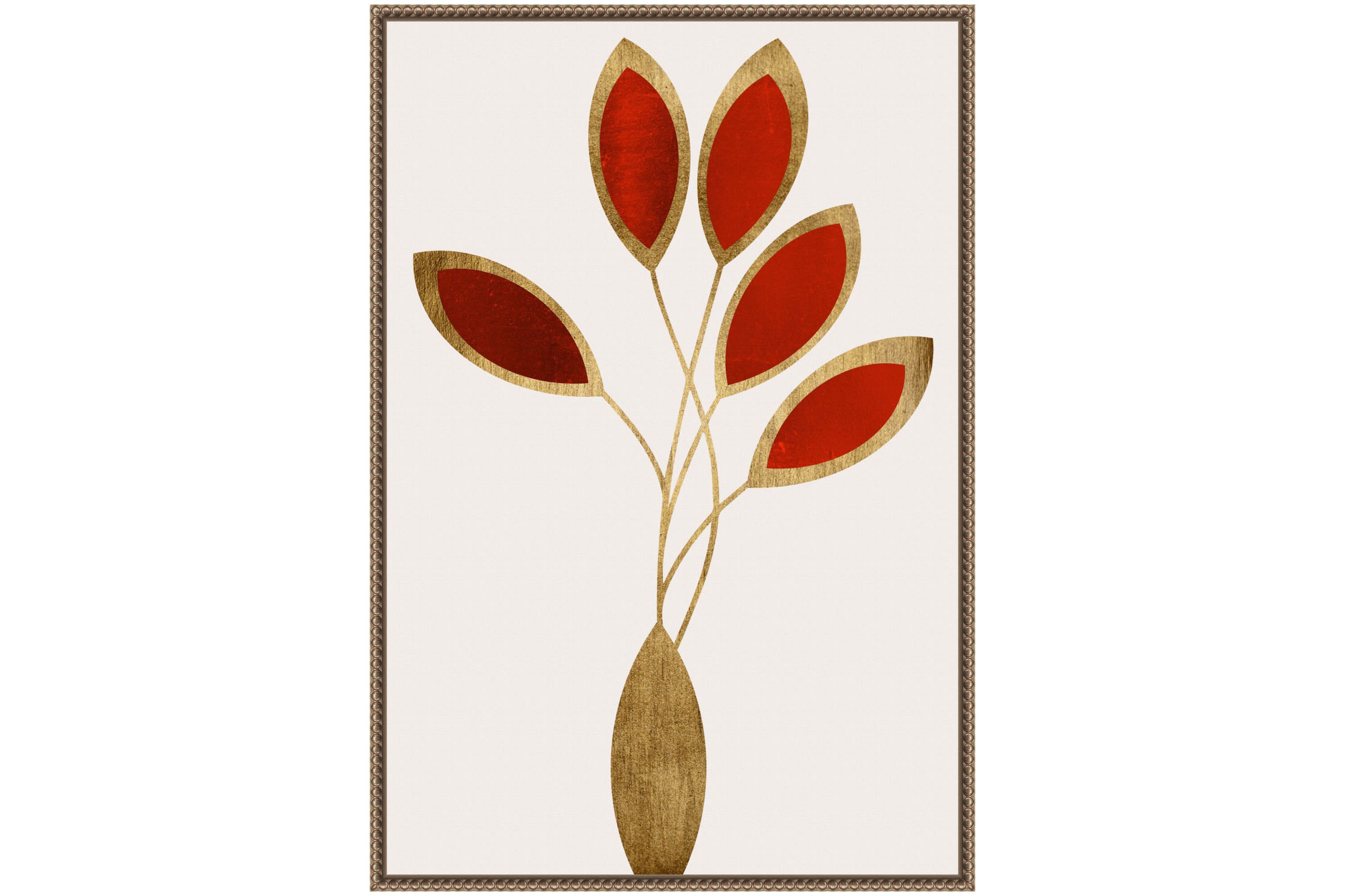 Five Red Flowers Framed Canvas Wall Art Print