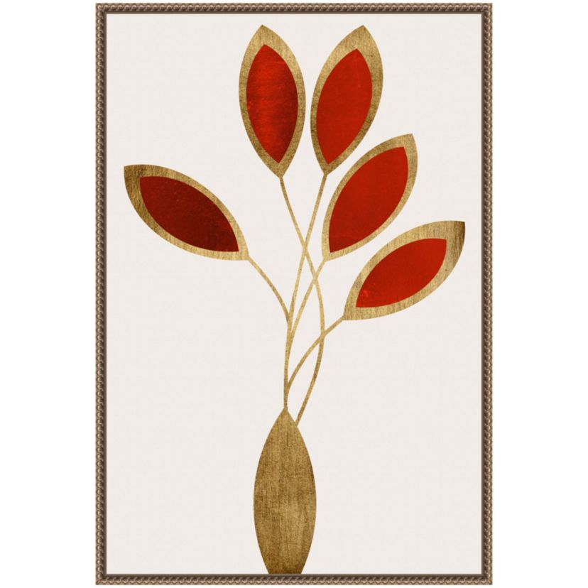 Five Red Flowers Framed Canvas Wall Art Print