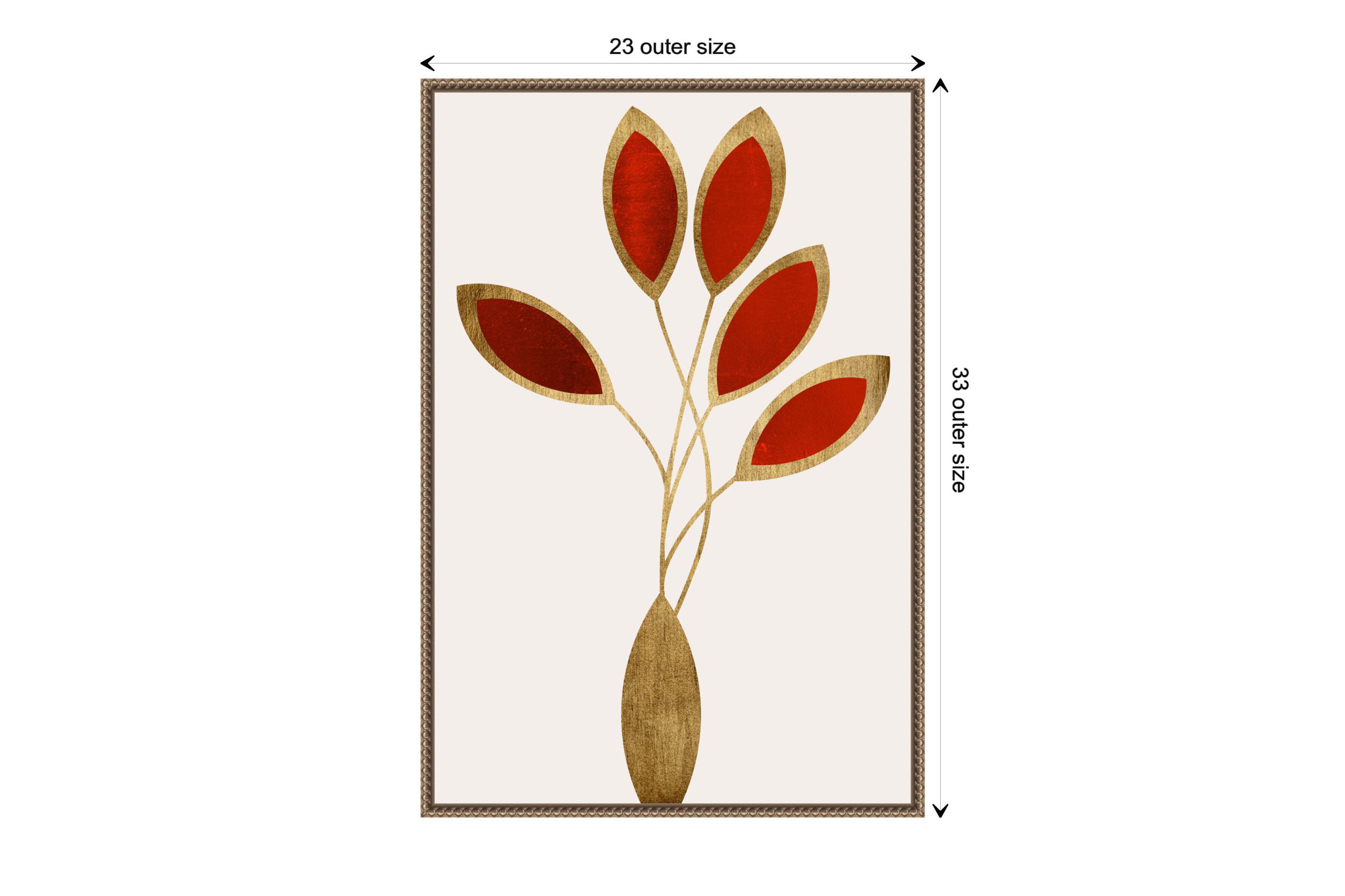 Five Red Flowers Framed Canvas Wall Art Print