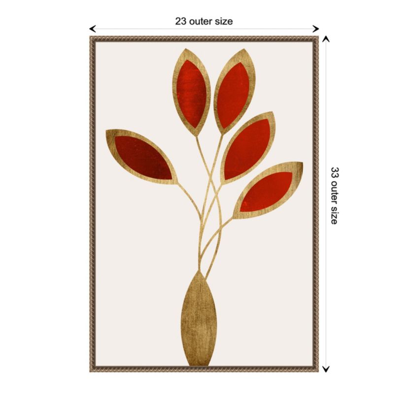 Five Red Flowers Framed Canvas Wall Art Print