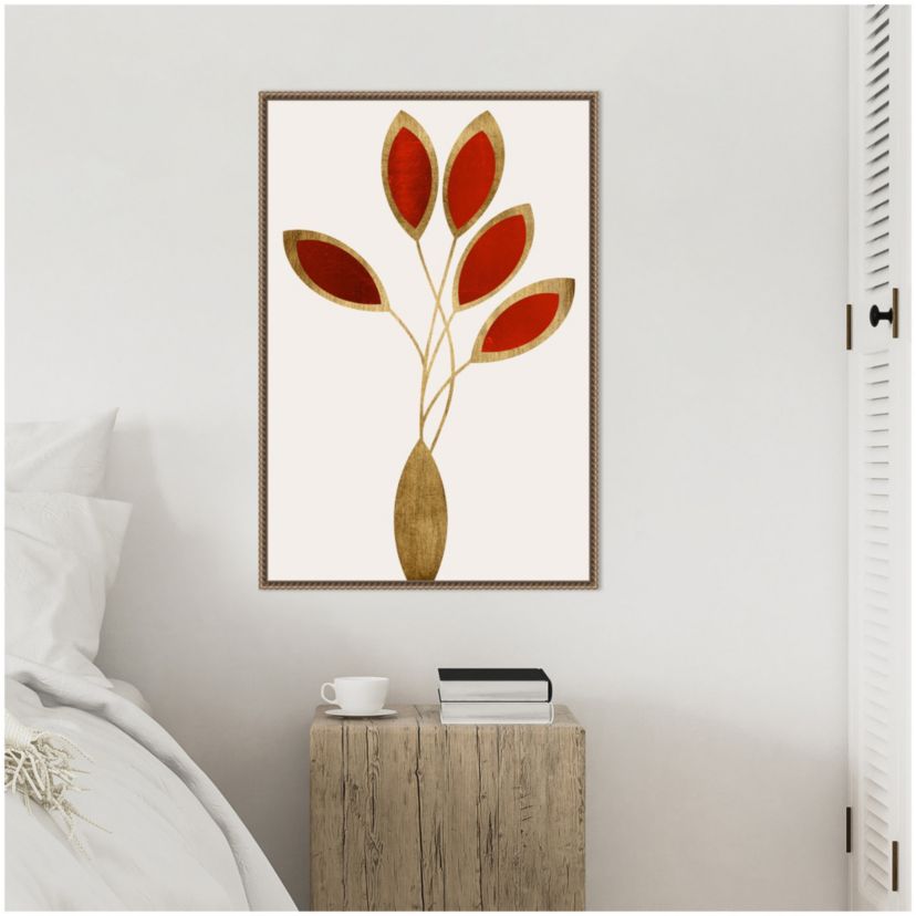 Five Red Flowers Framed Canvas Wall Art Print