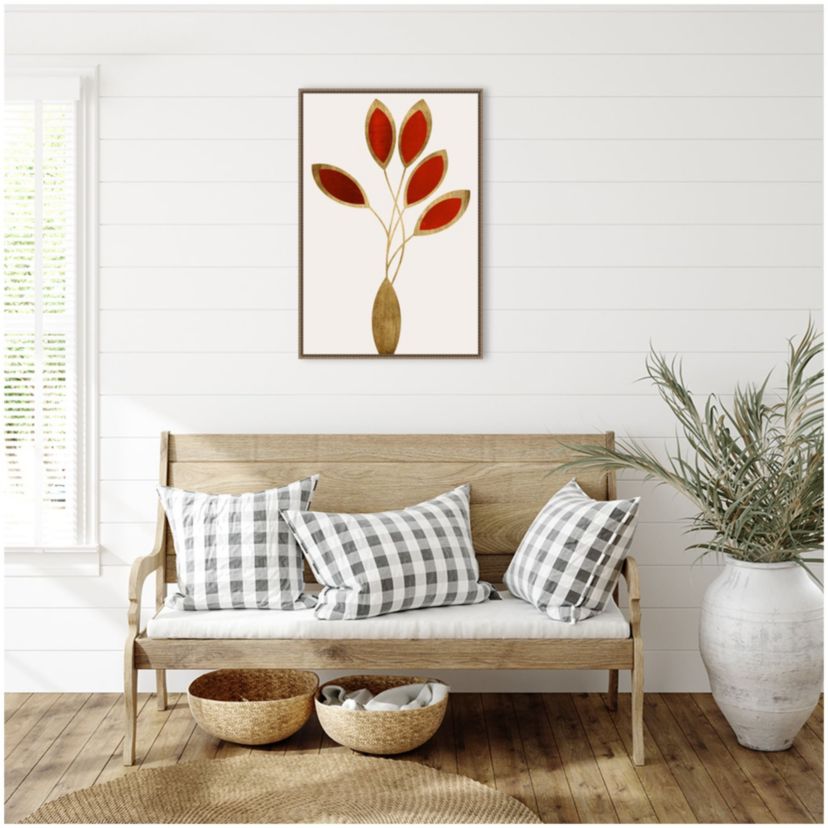 Five Red Flowers Framed Canvas Wall Art Print