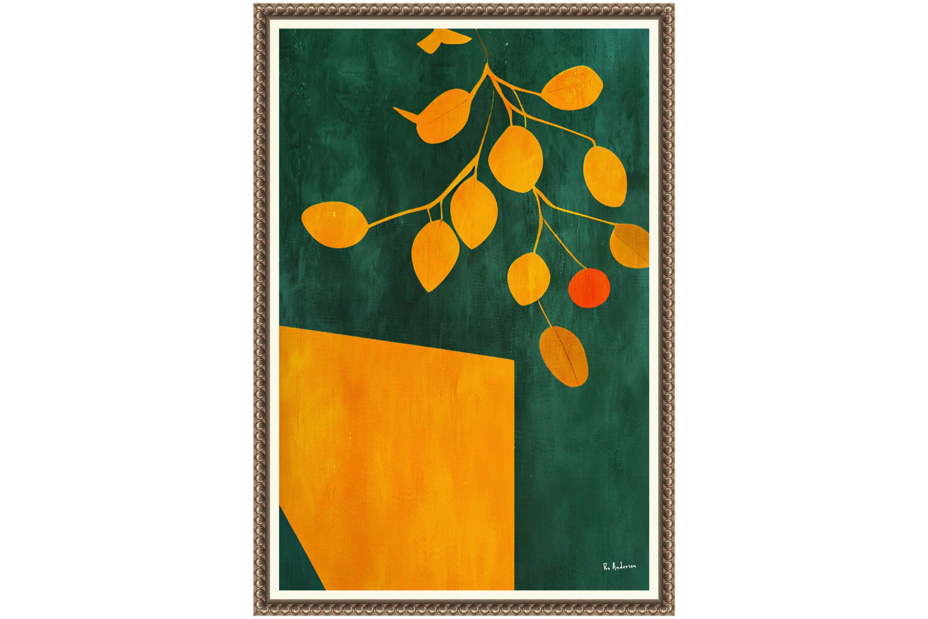 Golden Autumn Leaves Framed Canvas Wall Art Print