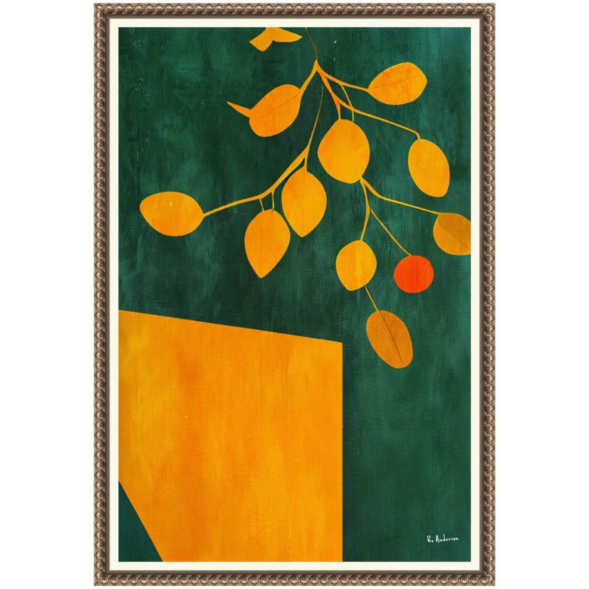 Golden Autumn Leaves Framed Canvas Wall Art Print