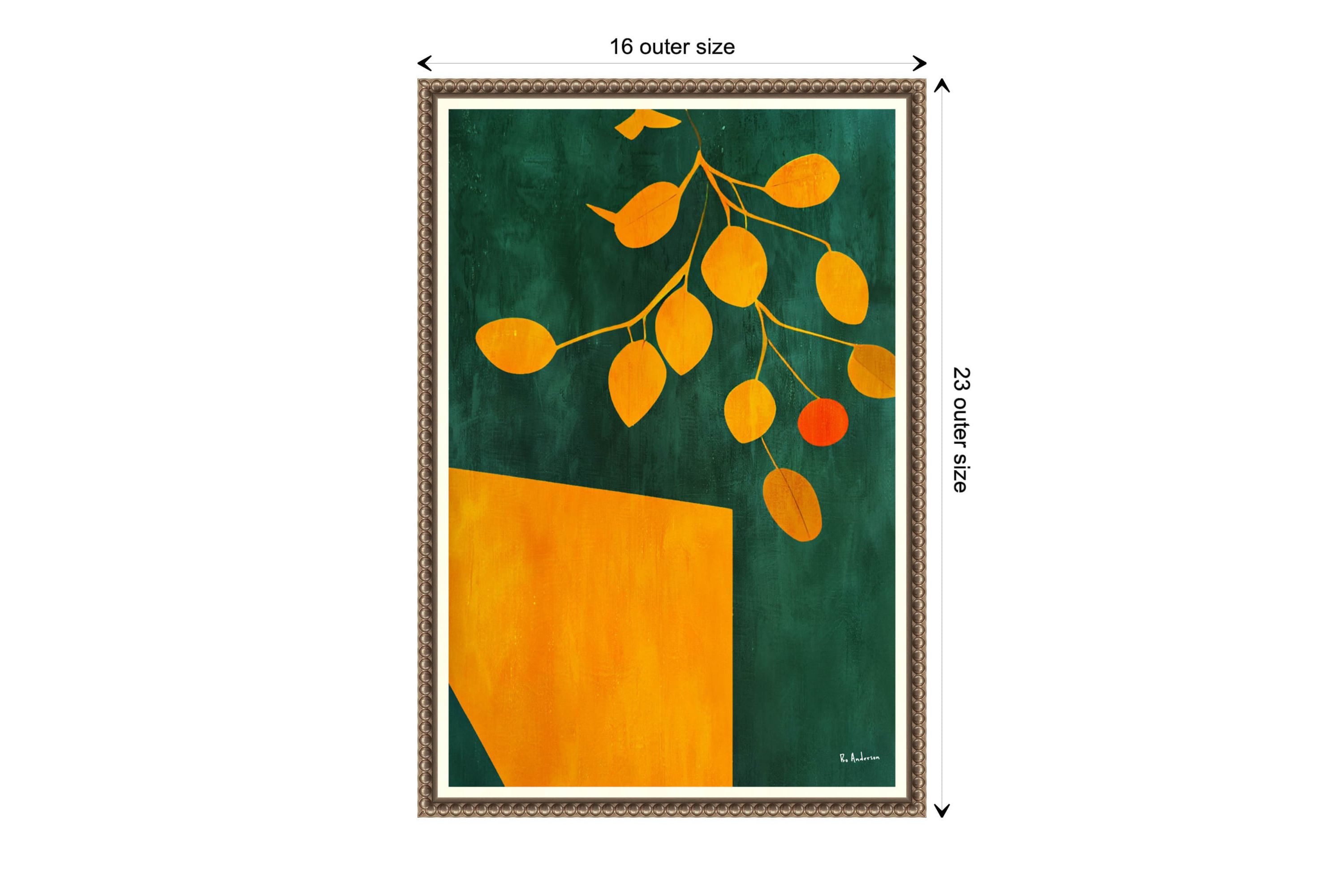 Golden Autumn Leaves Framed Canvas Wall Art Print