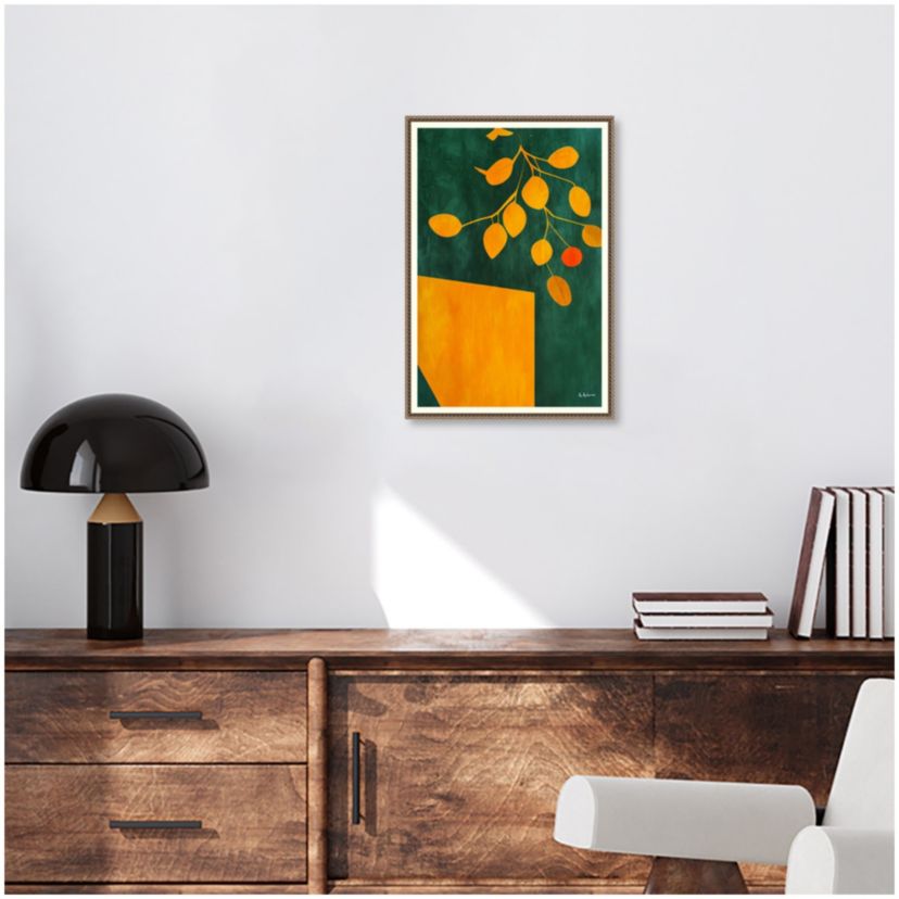 Golden Autumn Leaves Framed Canvas Wall Art Print