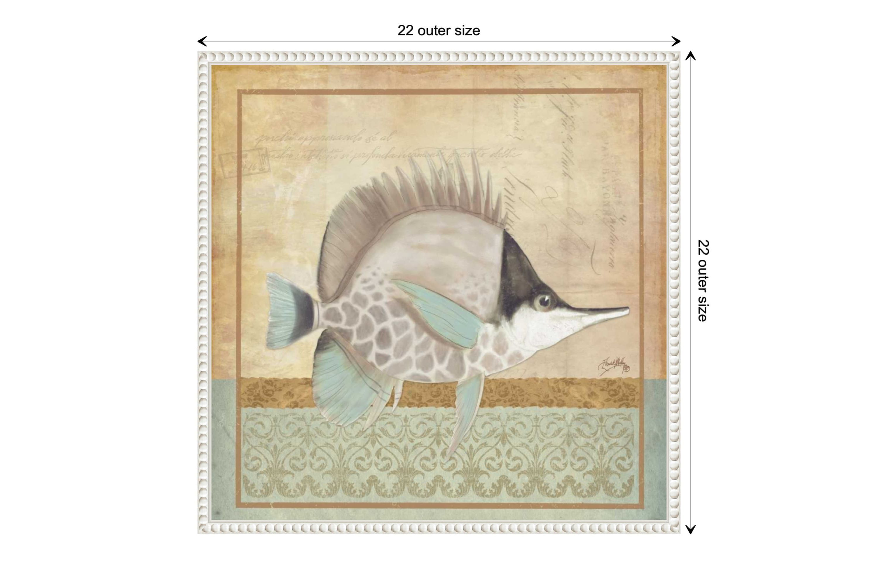 Vintage Fish IV Framed Canvas Wall Art Print