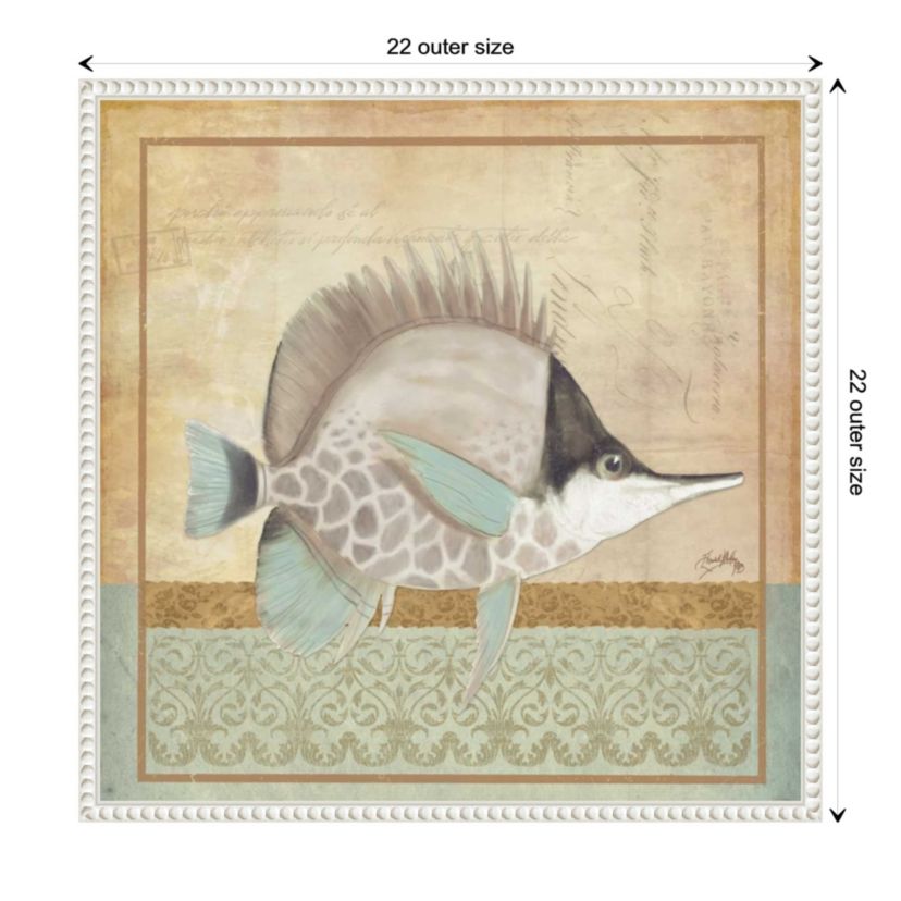 Vintage Fish IV Framed Canvas Wall Art Print