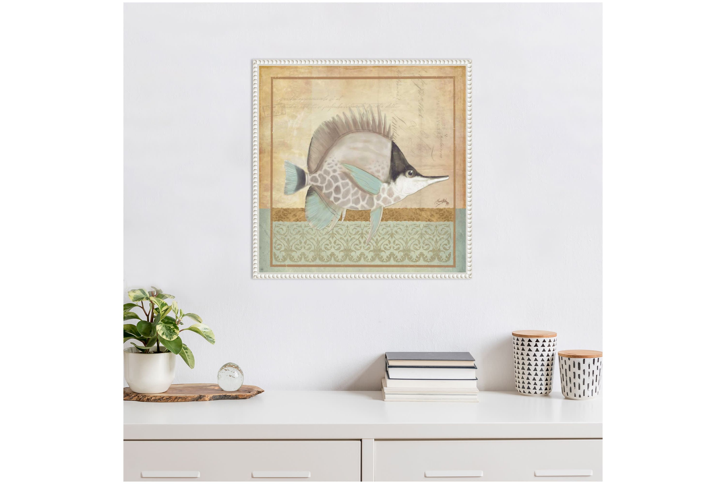 Vintage Fish IV Framed Canvas Wall Art Print
