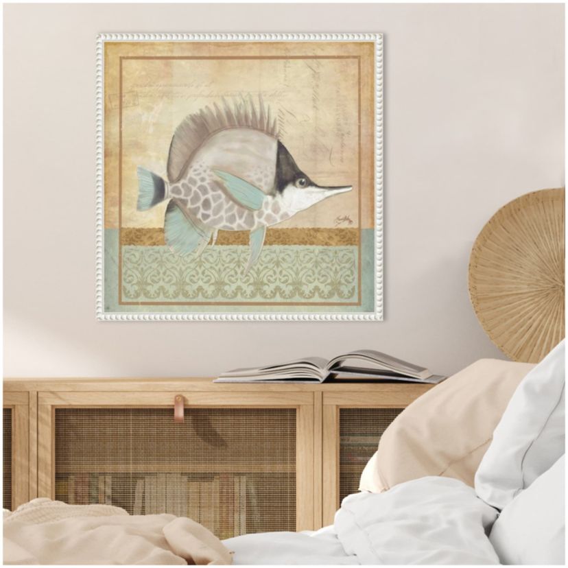 Vintage Fish IV Framed Canvas Wall Art Print