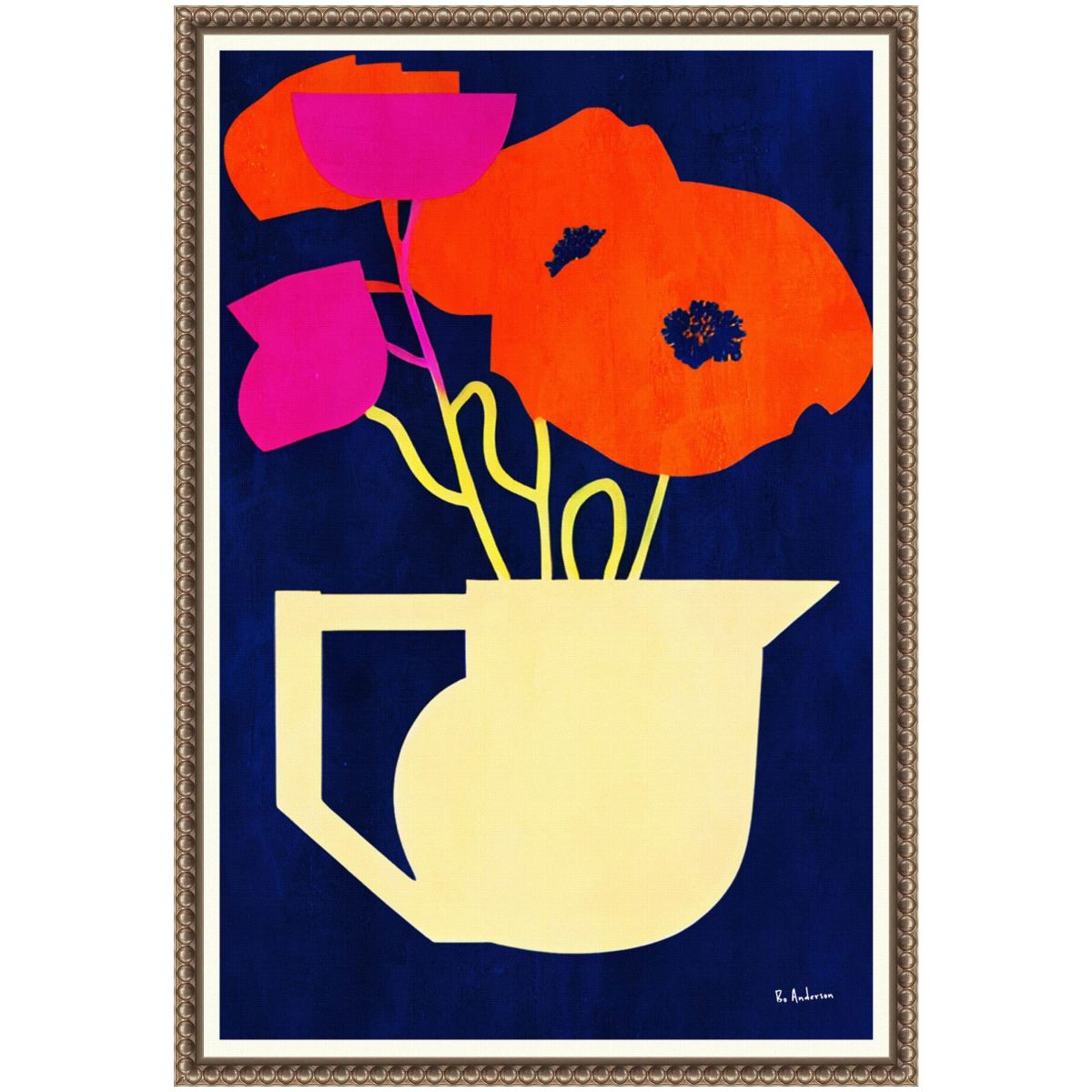 Bright and Sunny Poppies Framed Canvas Wall Art Print