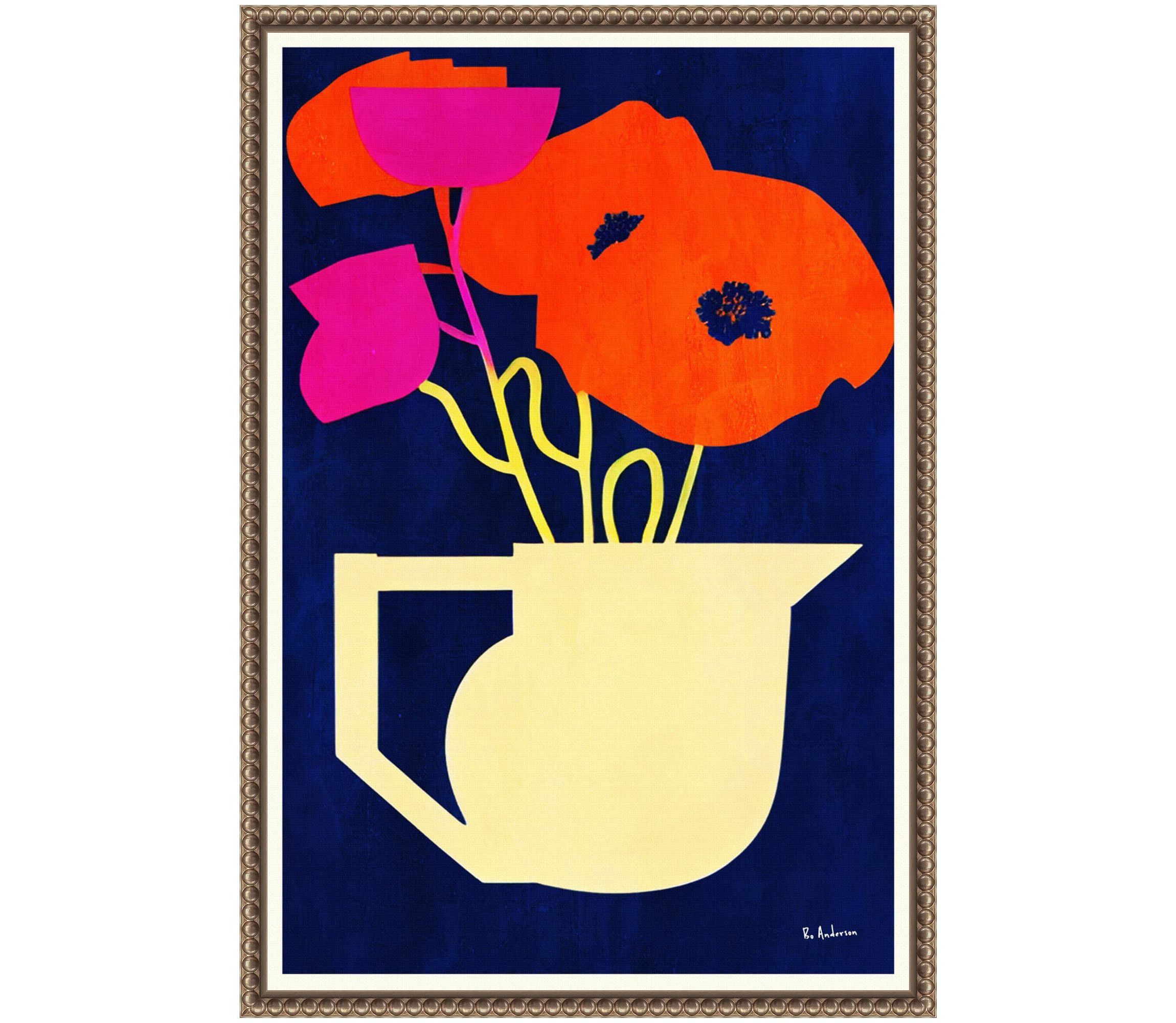 Bright and Sunny Poppies Framed Canvas Wall Art Print