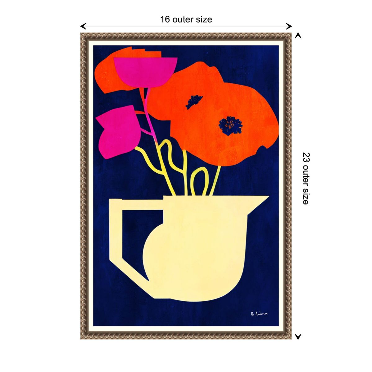 Bright and Sunny Poppies Framed Canvas Wall Art Print