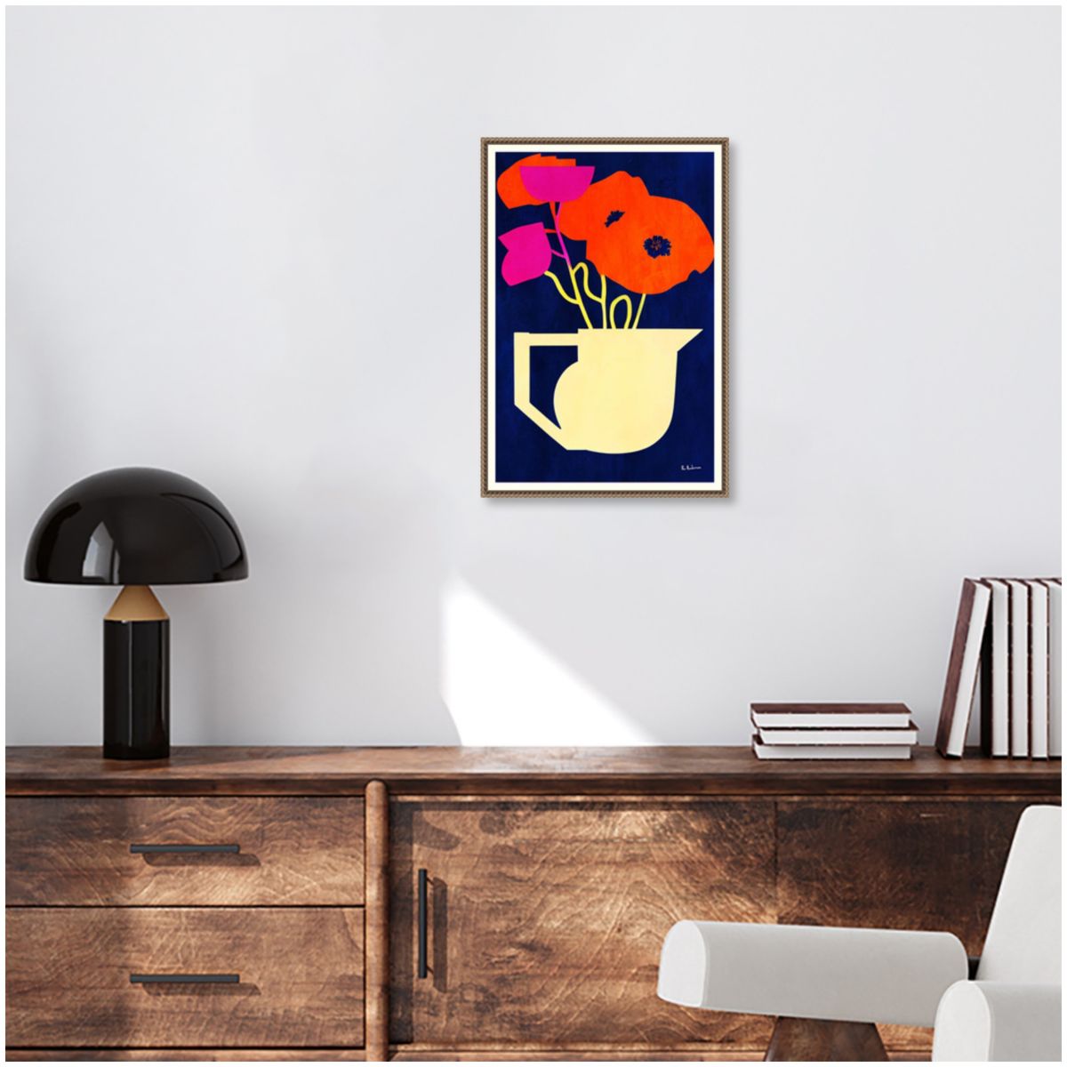 Bright and Sunny Poppies Framed Canvas Wall Art Print