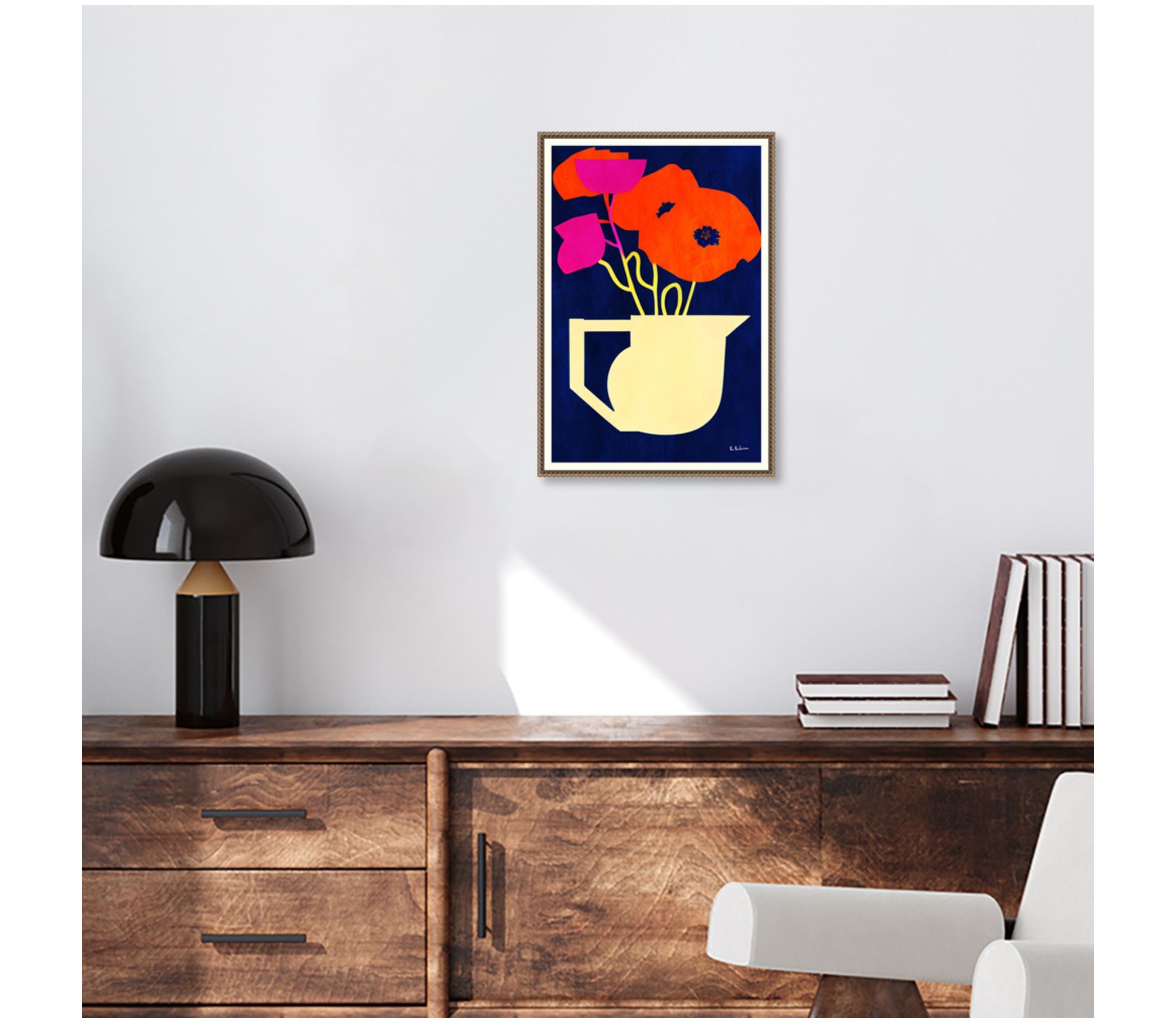 Bright and Sunny Poppies Framed Canvas Wall Art Print