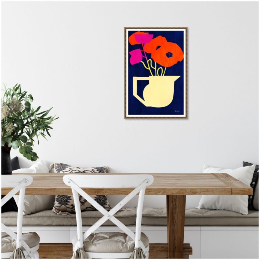 Bright and Sunny Poppies Framed Canvas Wall Art Print