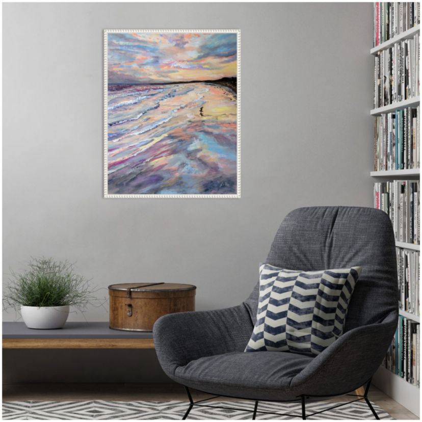 Sunset Seashore Framed Canvas Wall Art Print