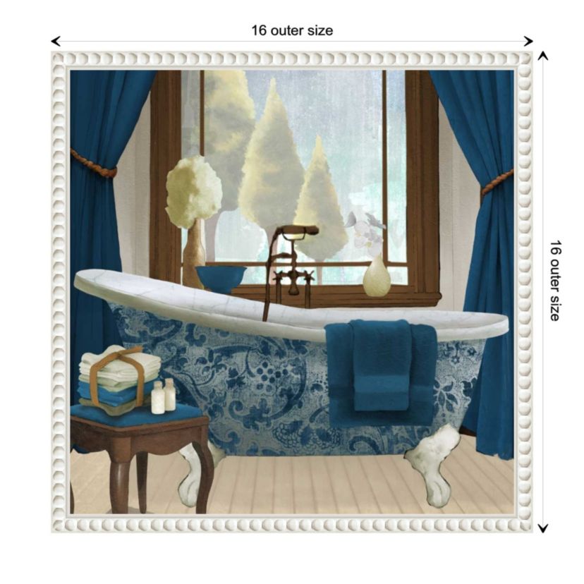Blue Bath View II Framed Canvas Wall Art Print