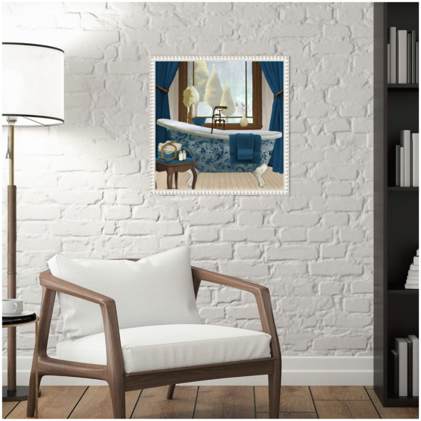 Blue Bath View II Framed Canvas Wall Art Print