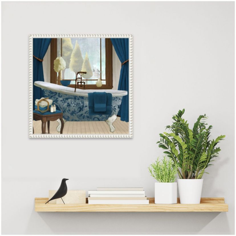 Blue Bath View II Framed Canvas Wall Art Print