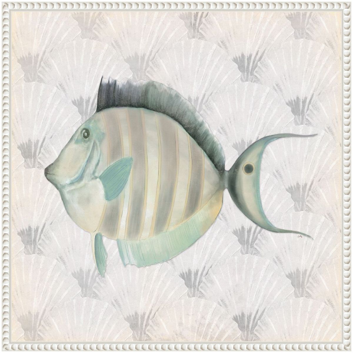 Neutral Vintage Fish I Framed Canvas Wall Art Print