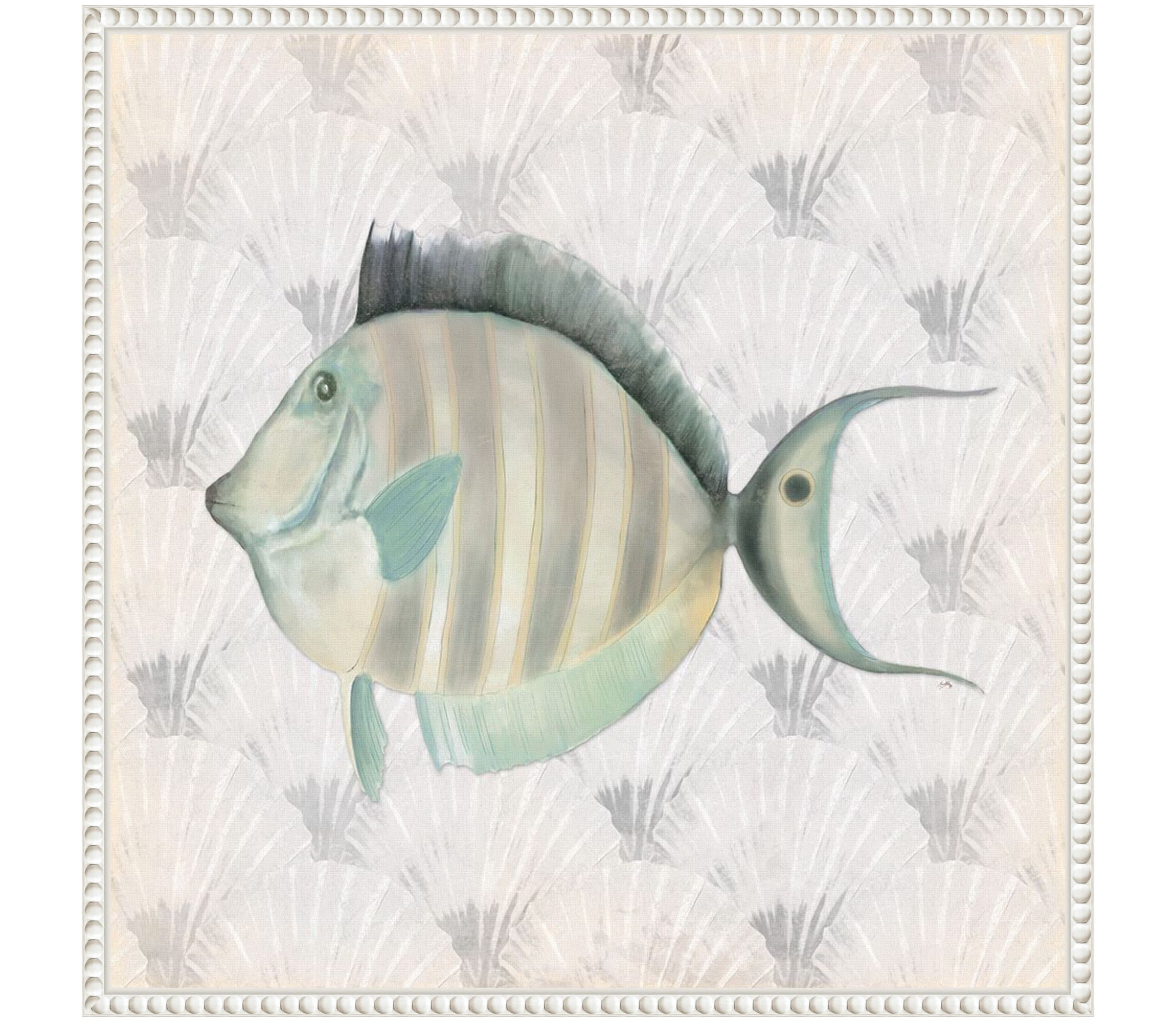 Neutral Vintage Fish I Framed Canvas Wall Art Print