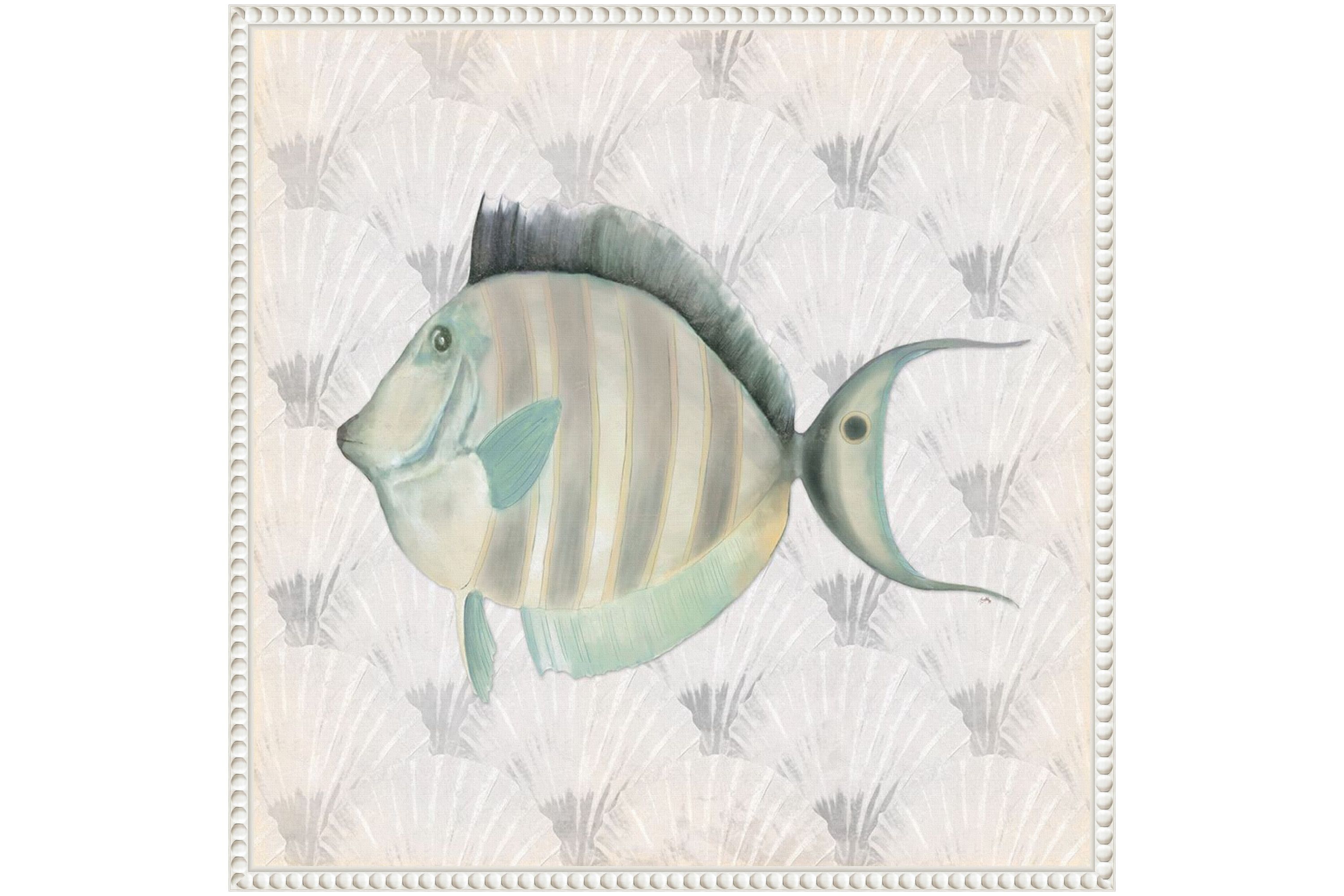 Neutral Vintage Fish I Framed Canvas Wall Art Print
