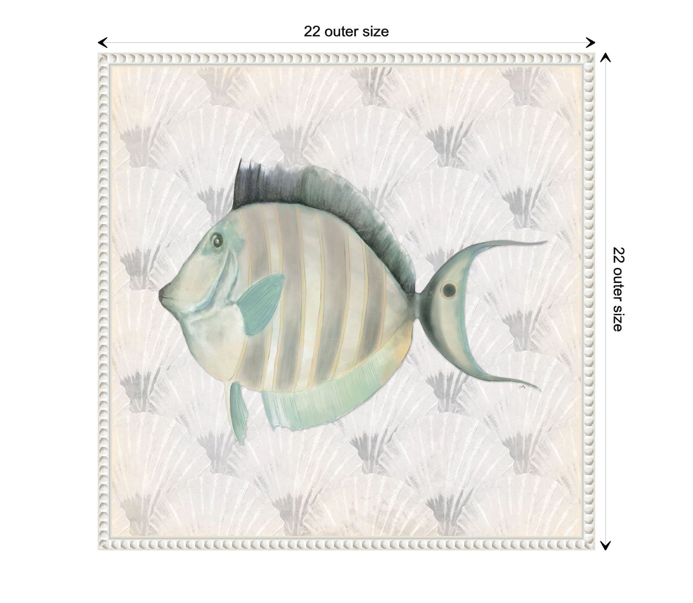 Neutral Vintage Fish I Framed Canvas Wall Art Print
