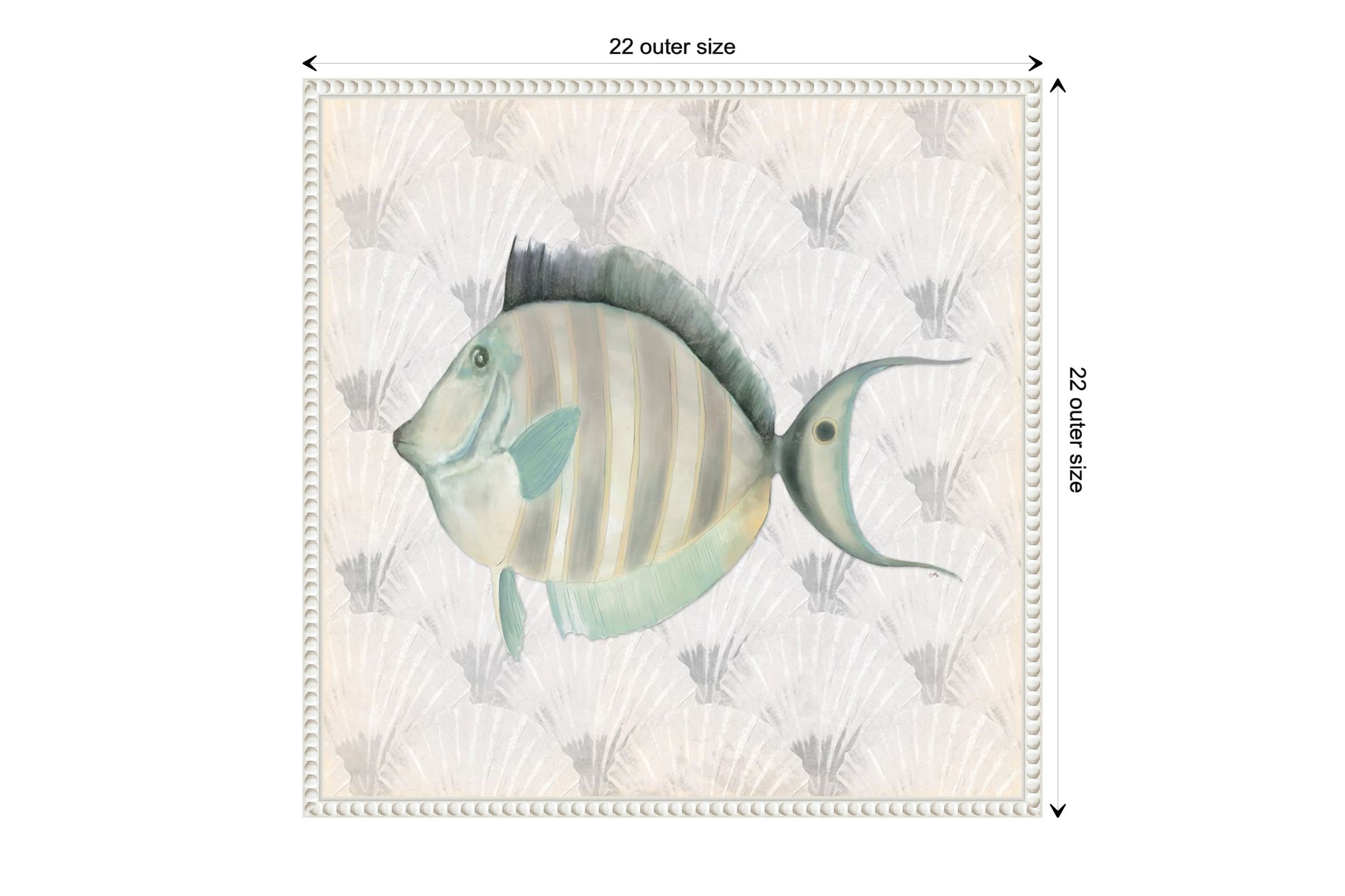 Neutral Vintage Fish I Framed Canvas Wall Art Print