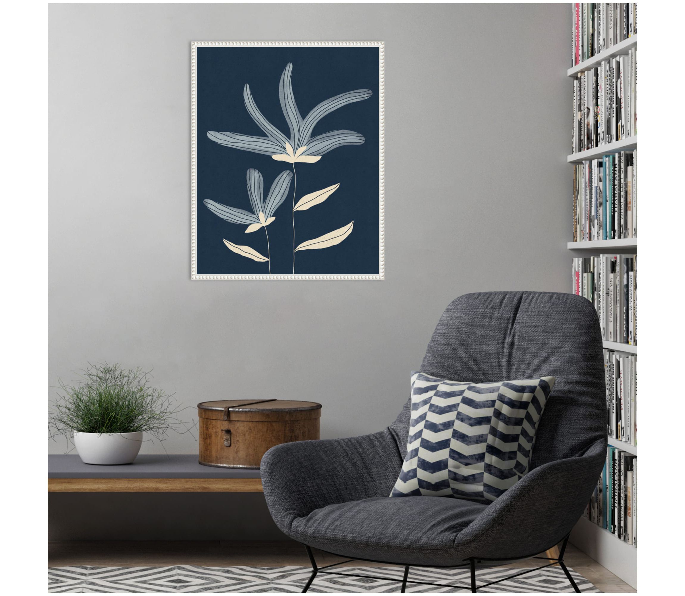 Two Flowers Framed Canvas Wall Art Print