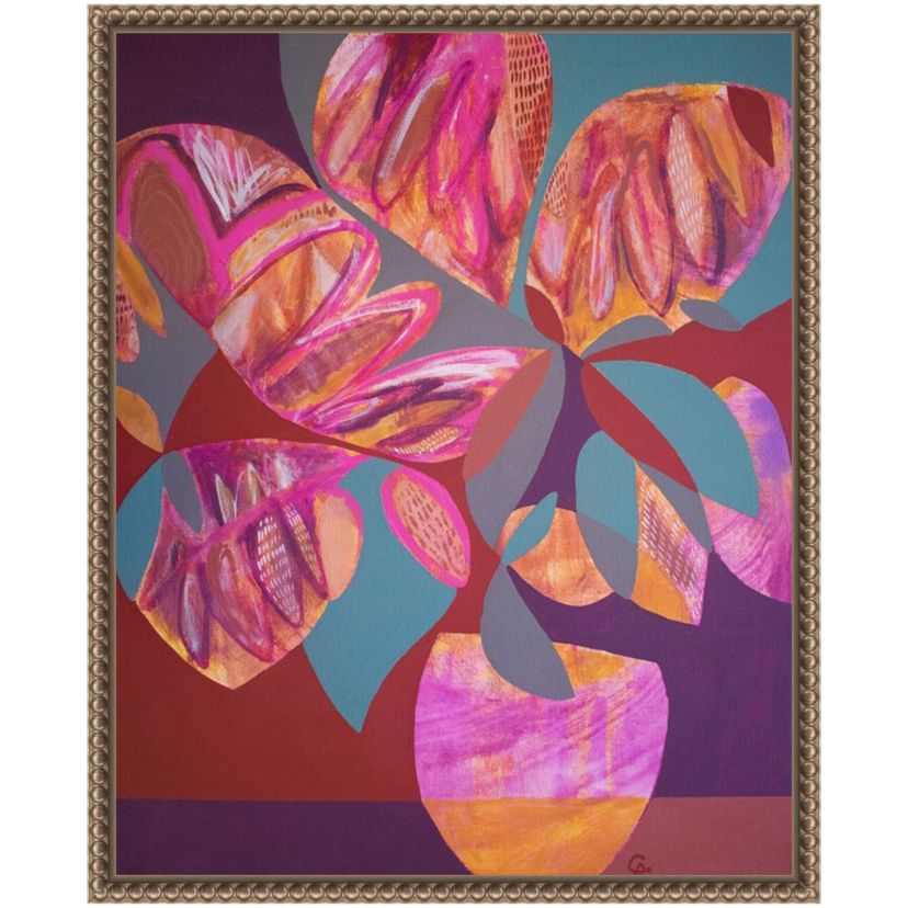Pink Flowers Framed Canvas Wall Art Print